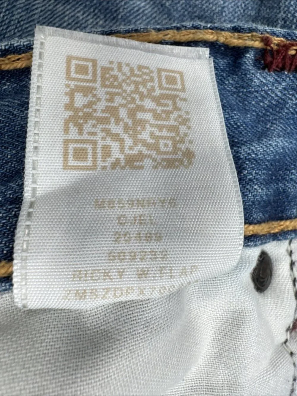 True Religion Ricky Jeans Mens 39x34 Relaxed Straight Flap Pocket Thick Stitch